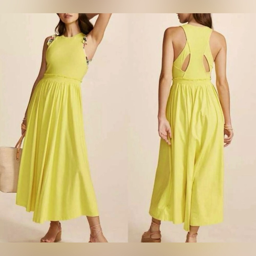Anthropologie Daily Practice Jump High Yellow Maxi Cutout Sundress